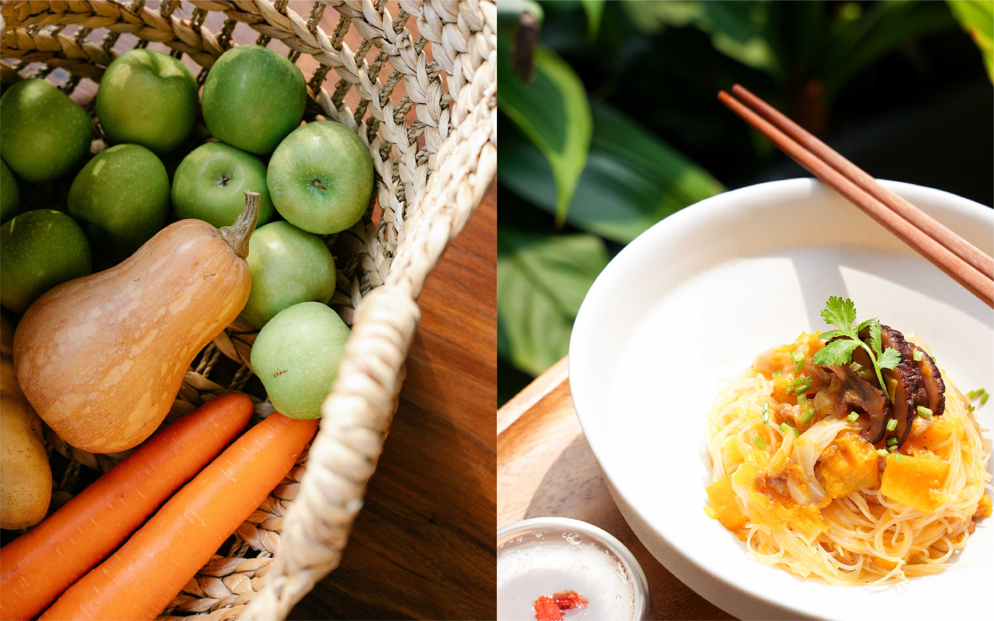 金香南瓜鮮味米粉 ( 夏筍排骨湯 × 低糖銀耳露 )